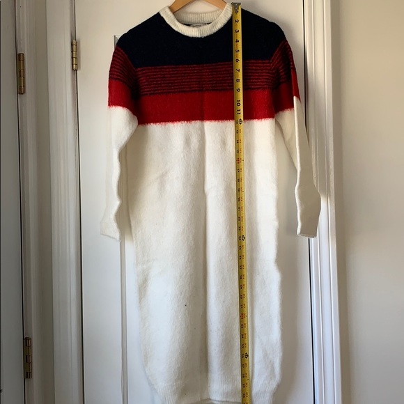 Crewneck Knit Dress, Small, White red navy - Picture 7 of 11